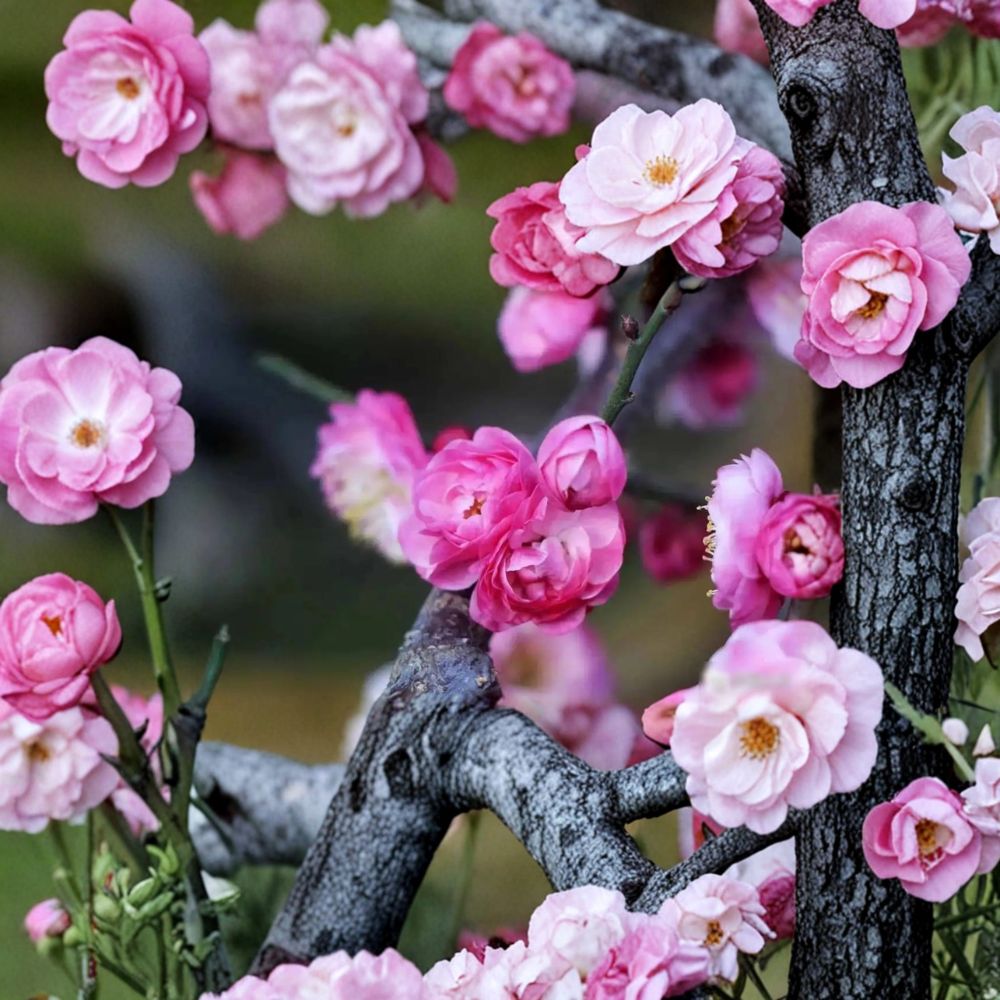 Peach Pink Ume Tree Prunus mume Live Plant | Taohong Taige Flowering Apricot with Double Fragrant Blossoms
