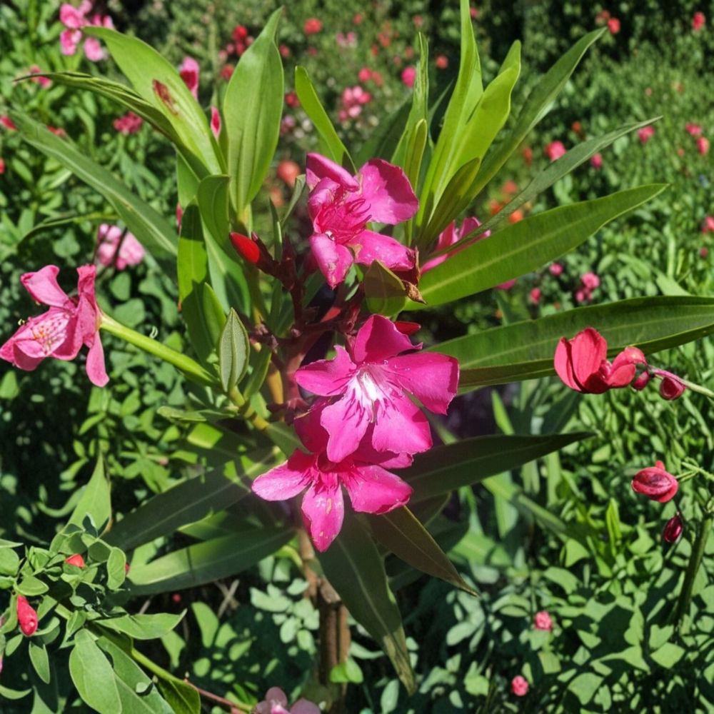 Pink Oleander Live Plant - 1 Gallon Nerium oleander Evergreen Shrub with Pink Flowers