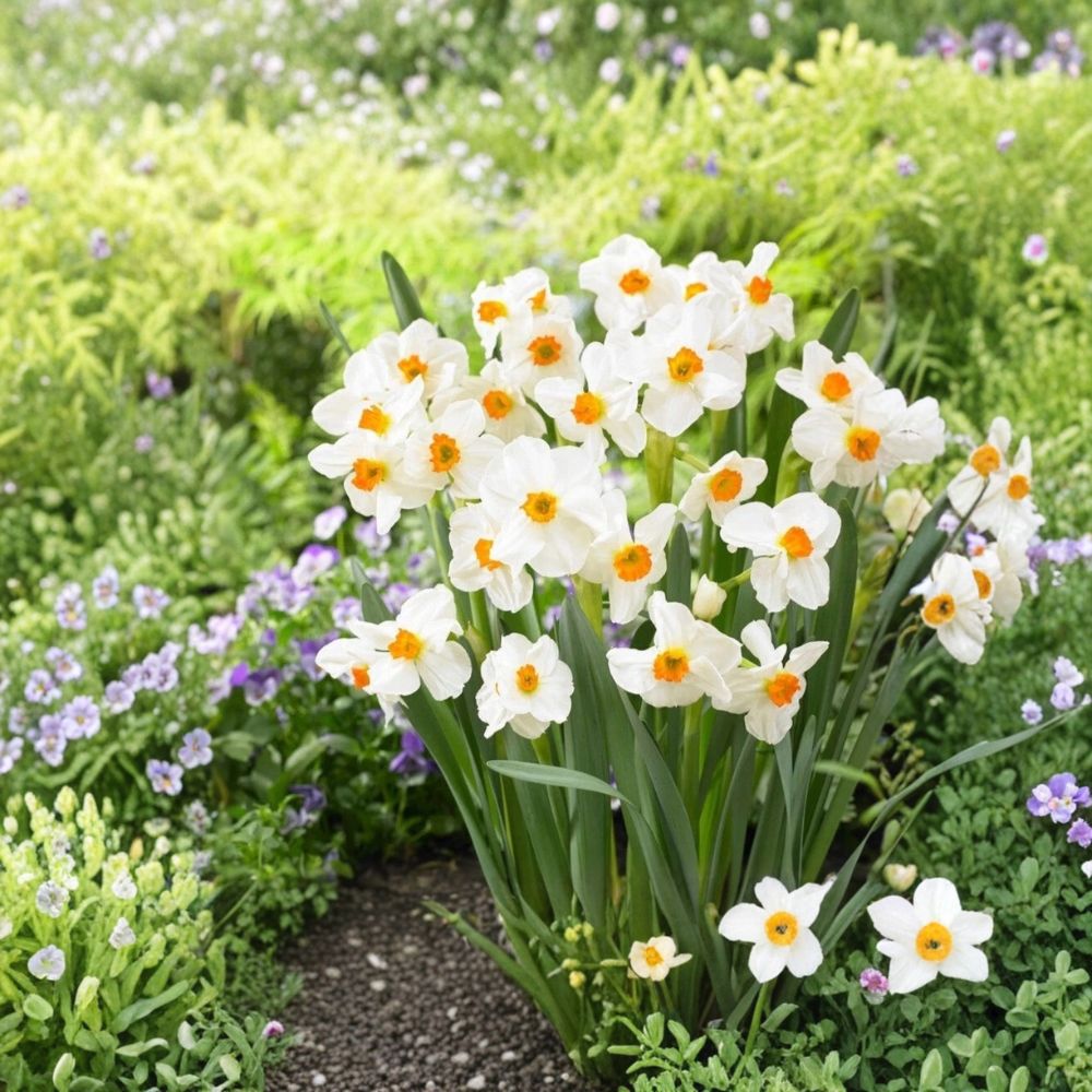 Narcissus Geranium Daffodil Bulbs – 10 Heirloom Spring Flower Bulbs | Fragrant, Deer Resistant