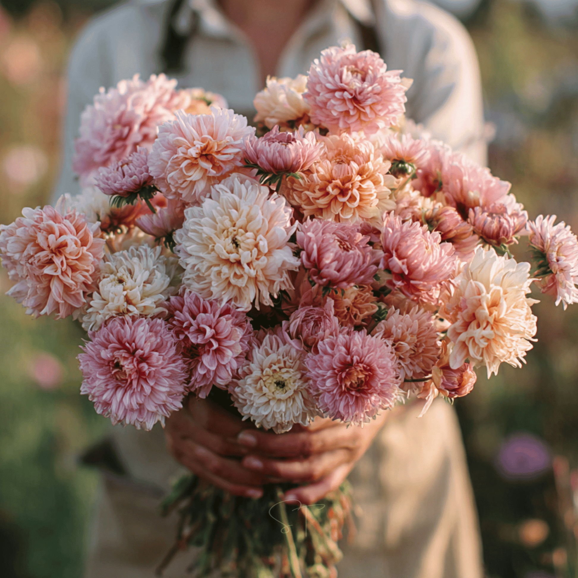 Apricot Paeony Aster Seeds – Callistephus chinensis Heirloom, Double Blooms, Long-Lasting Cut Flowers, 50 Seeds