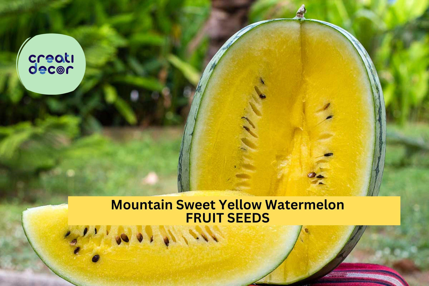 Mountain Sweet Yellow Watermelon Seeds – Heirloom Citrullus lanatus with Yellow Flesh – Summer Garden Fruit, 50+ Seeds