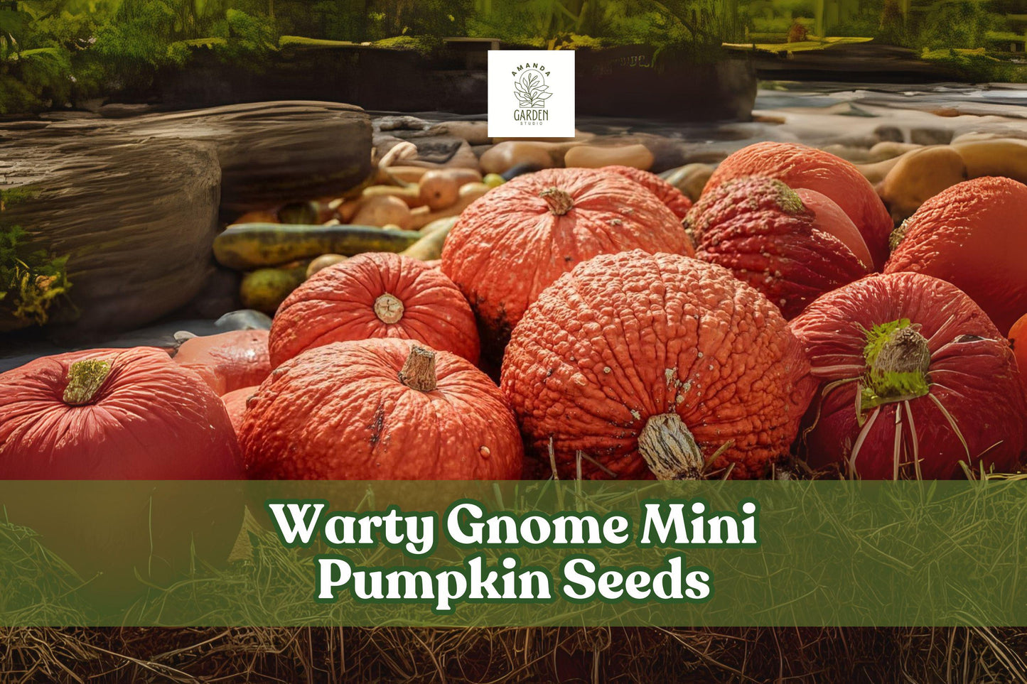 Warty Gnome Mini Pumpkin Seeds - 10 Pack, Ornamental Cucurbita pepo for Fall Decor, Halloween, and Seasonal Centerpieces