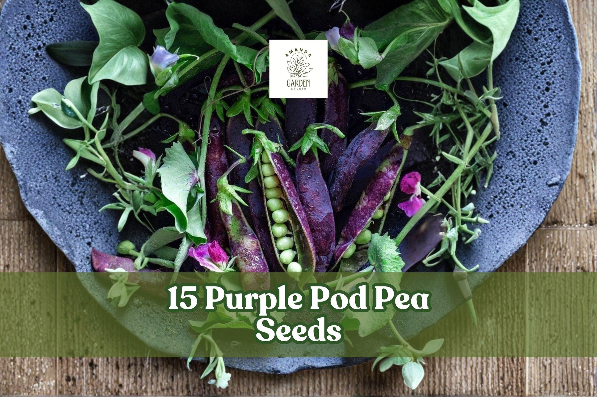 15 Purple Pod Pea Seeds - Heirloom, Non-GMO, Cool-Season Vegetable, Pisum sativum