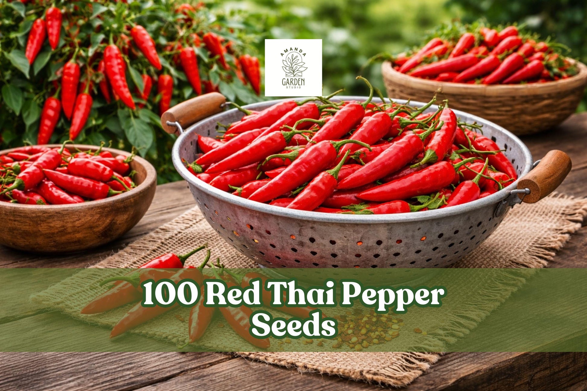 100 Red Thai Pepper Seeds – Hot Variety, Capsicum spp., Small Red Fruits, For Garden, Container, Full Sun to Partial Shade
