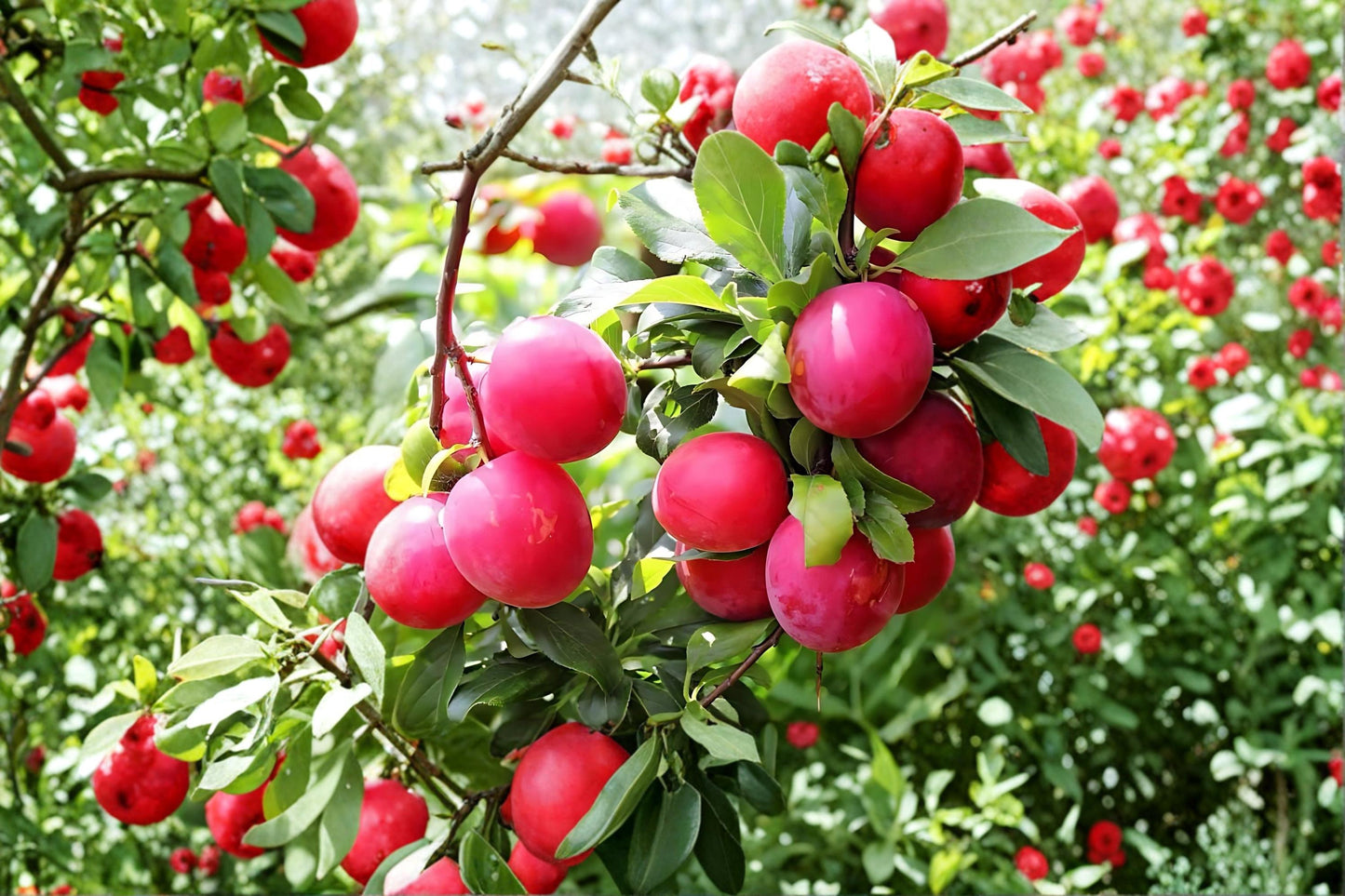 Red June Plum Tree - 2 ft Live Prunus salicina Fruit Tree for Backyard Garden, Early Fruit, Red Plums, Ornamental Blossoms