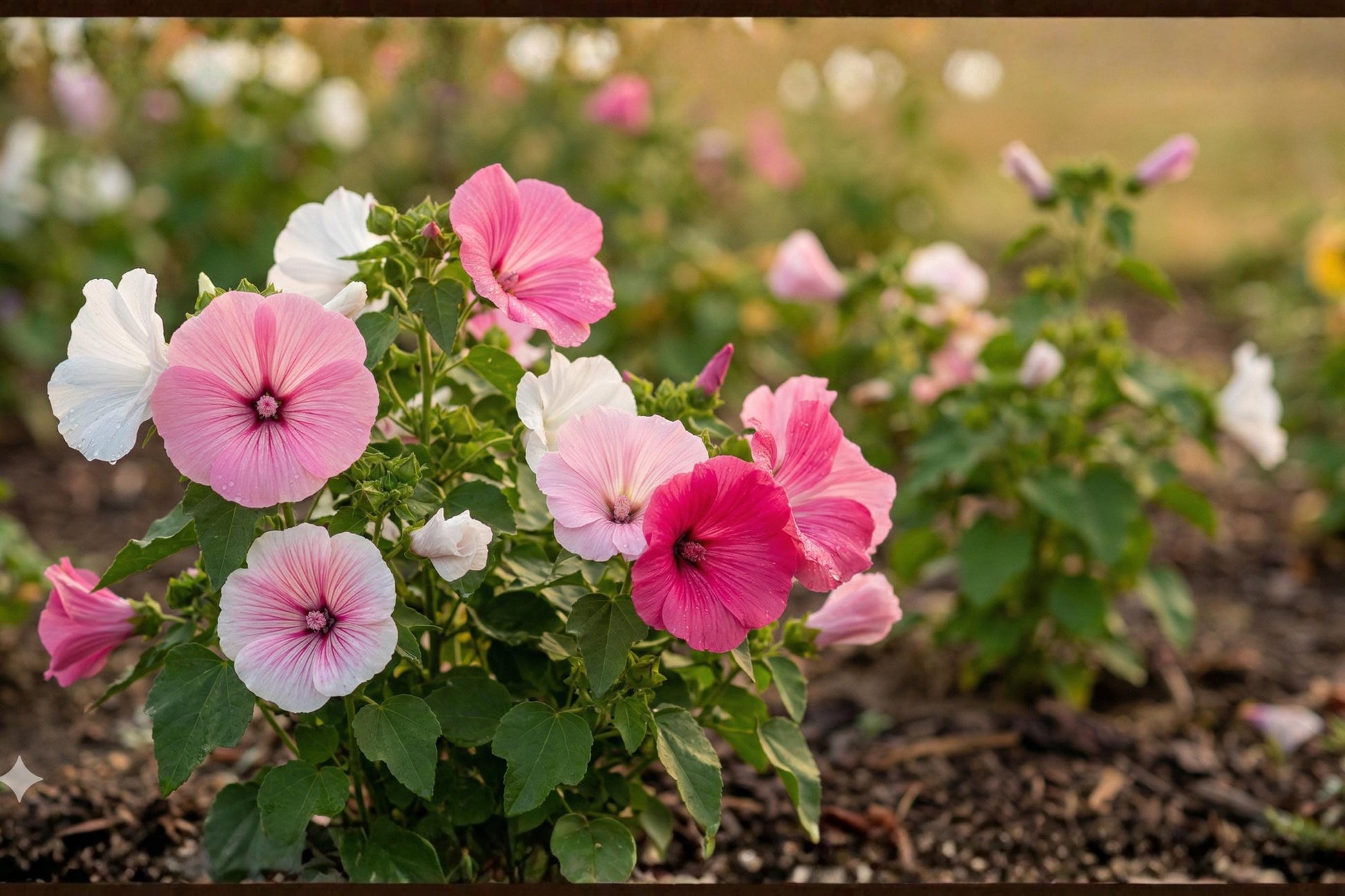 Dwarf Mallow Seeds Mix – Lavatera trimestris, Colorful Pink, Rose & White Blooms, Perfect for Borders & Containers