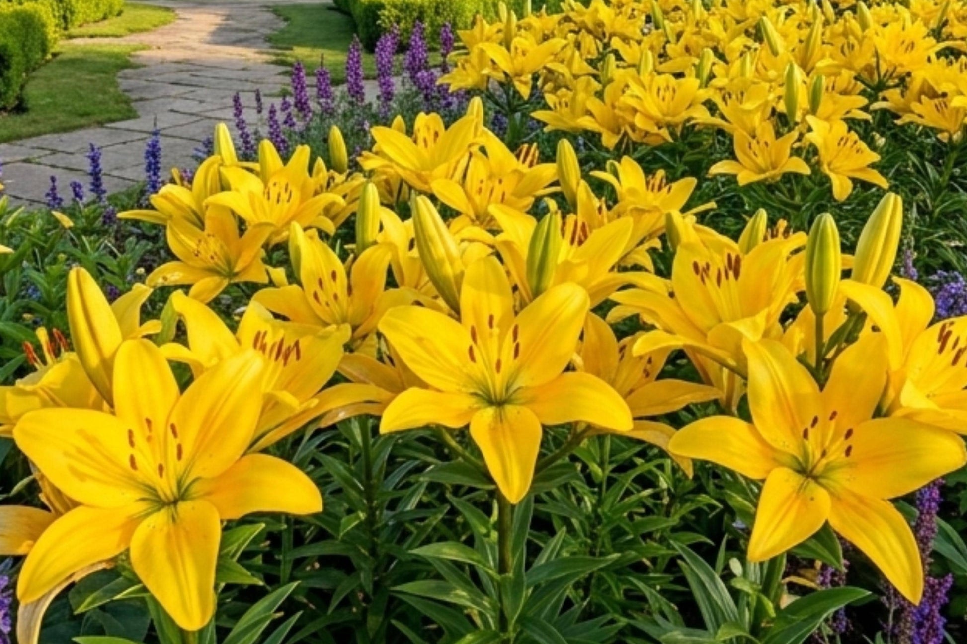 Yellow County Asiatic Lily Bulbs - 3 Pack, Butterfly Attracting, Lilium asiaticum, Summer Blooming Flower Bulbs