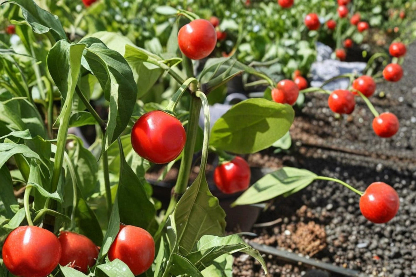 Red Cherry Pepper Seeds – Capsicum annuum, Compact Herbaceous Annual with Red Round Fruits, Moderate Heat, for Garden Beds & Containers