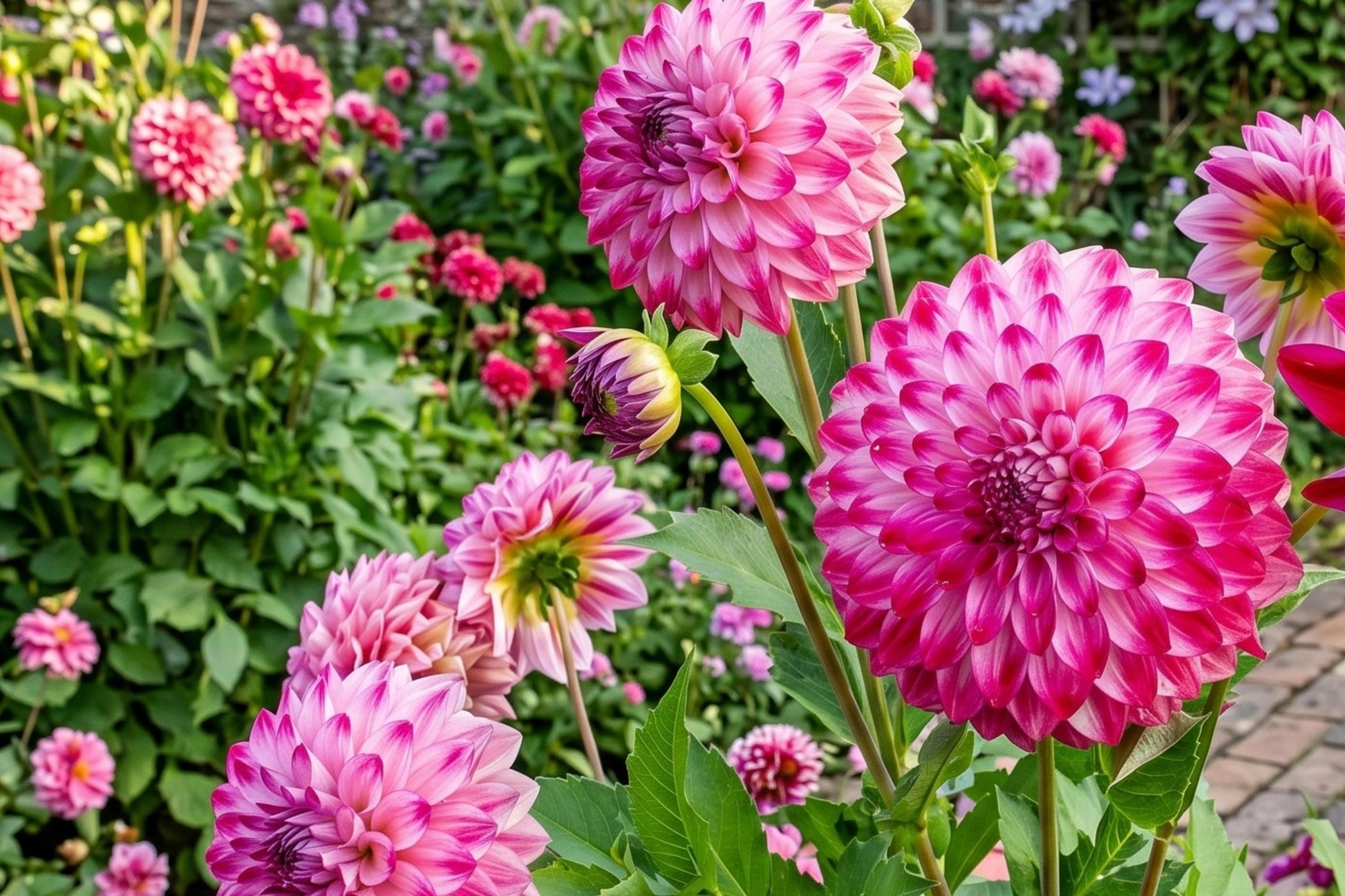 Giant Dinnerplate Dahlia Bulb Cluster – Santa Claus Variety Flower Tubers for Garden, Cut Flowers, Full Sun, Dahlia pinnata
