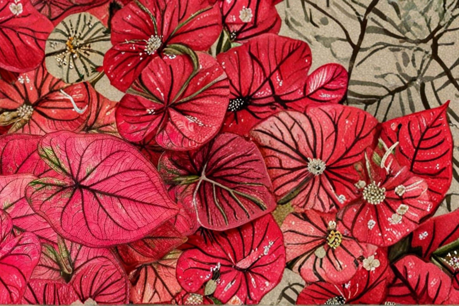Crimson Sky Caladium Bulbs – Vibrant Red Foliage, Shade Garden, Container Plant, Caladium (Caladium)