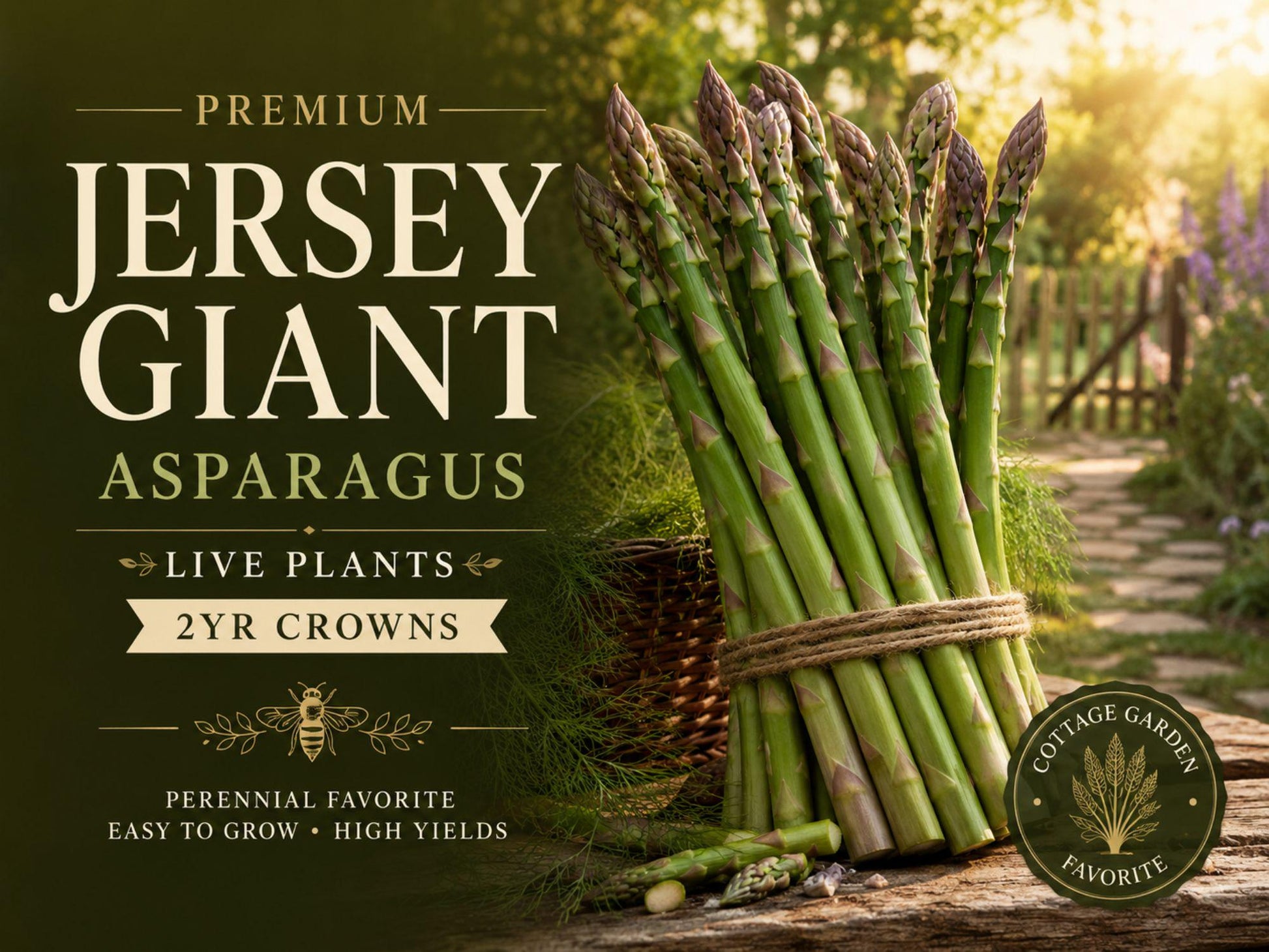 Jersey Giant Asparagus Crowns – 5 Live Bare Root Perennial Vegetable Plants – Asparagus officinalis, Green Spears