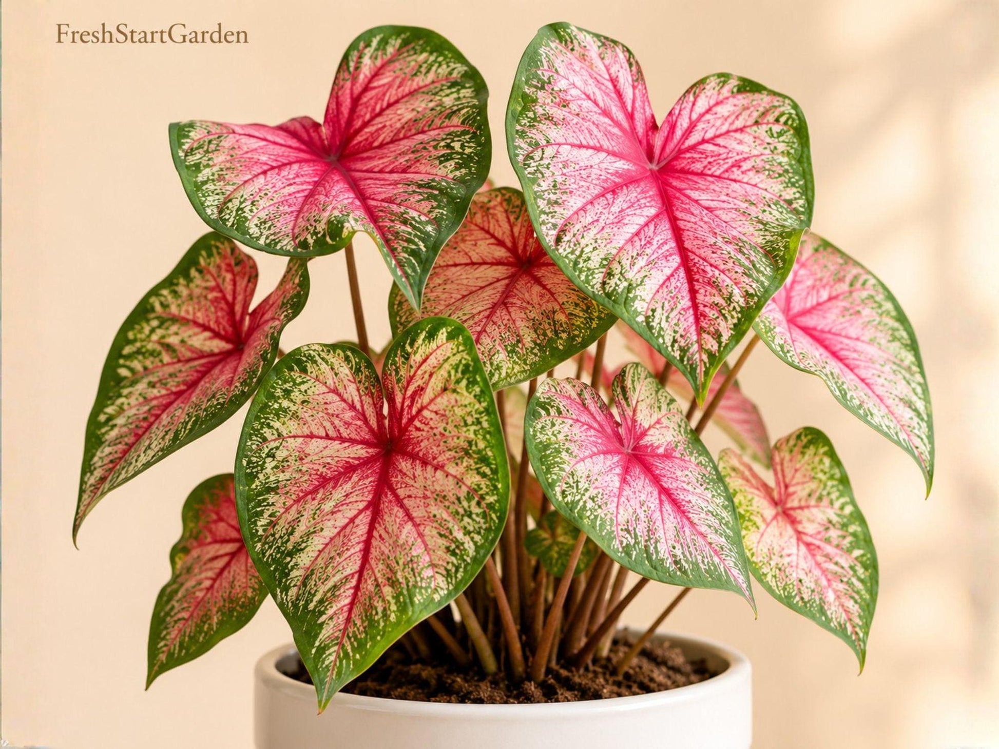 Caladium Buck Bulbs – Tropical Foliage Plant for Shade Gardens, Borders & Containers – Caladium bicolor