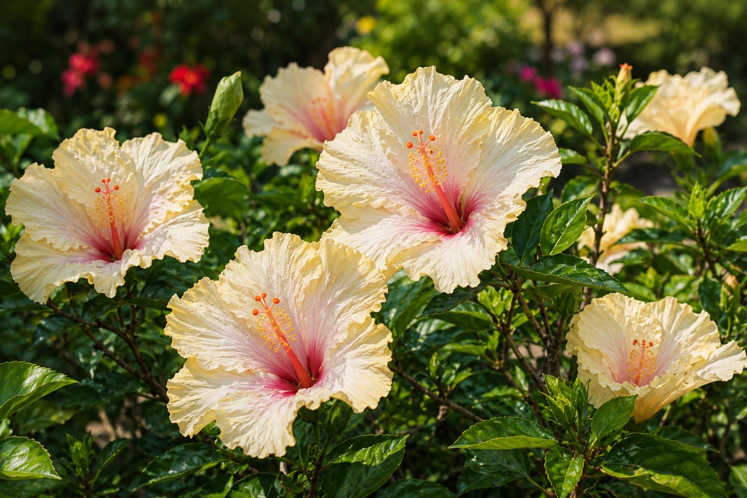 Tropical Hibiscus Plant - Variegated Leaves, Red Flowers - Hibiscus rosa-sinensis 'Aussie Queen' - 4-Inch Pot