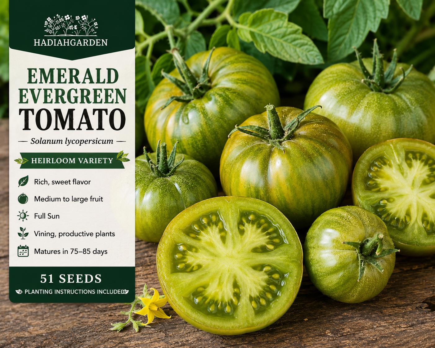 Emerald Evergreen Tomato Seeds – Heirloom Green Fruit, Indeterminate, Solanum lycopersicum, 51 Seeds