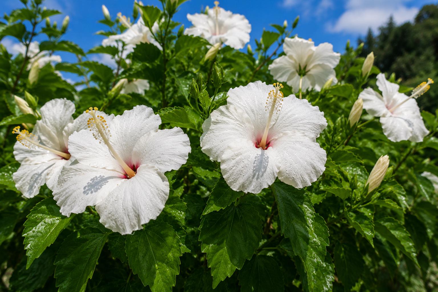 Tropical Hibiscus Plant - Red Lions Tail Flowers - Hibiscus rosa-sinensis - Rare Pom Pom Poodle Tail Blooms