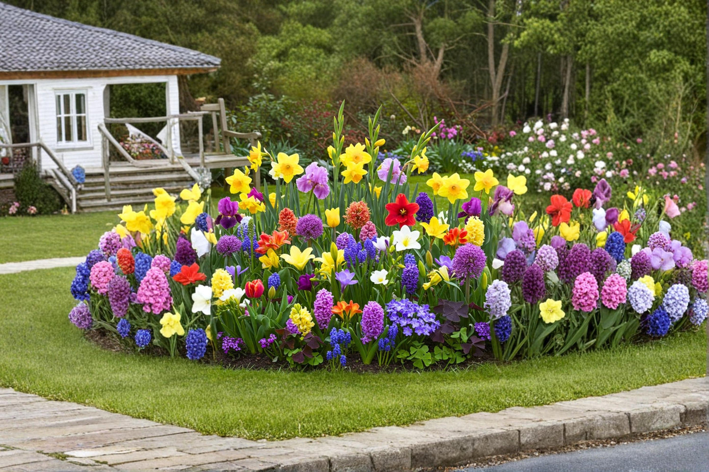 Spring Flower Garden Kit with 50 Fall Planting Bulbs, Mixed Varieties for Vibrant Seasonal Garden Displays