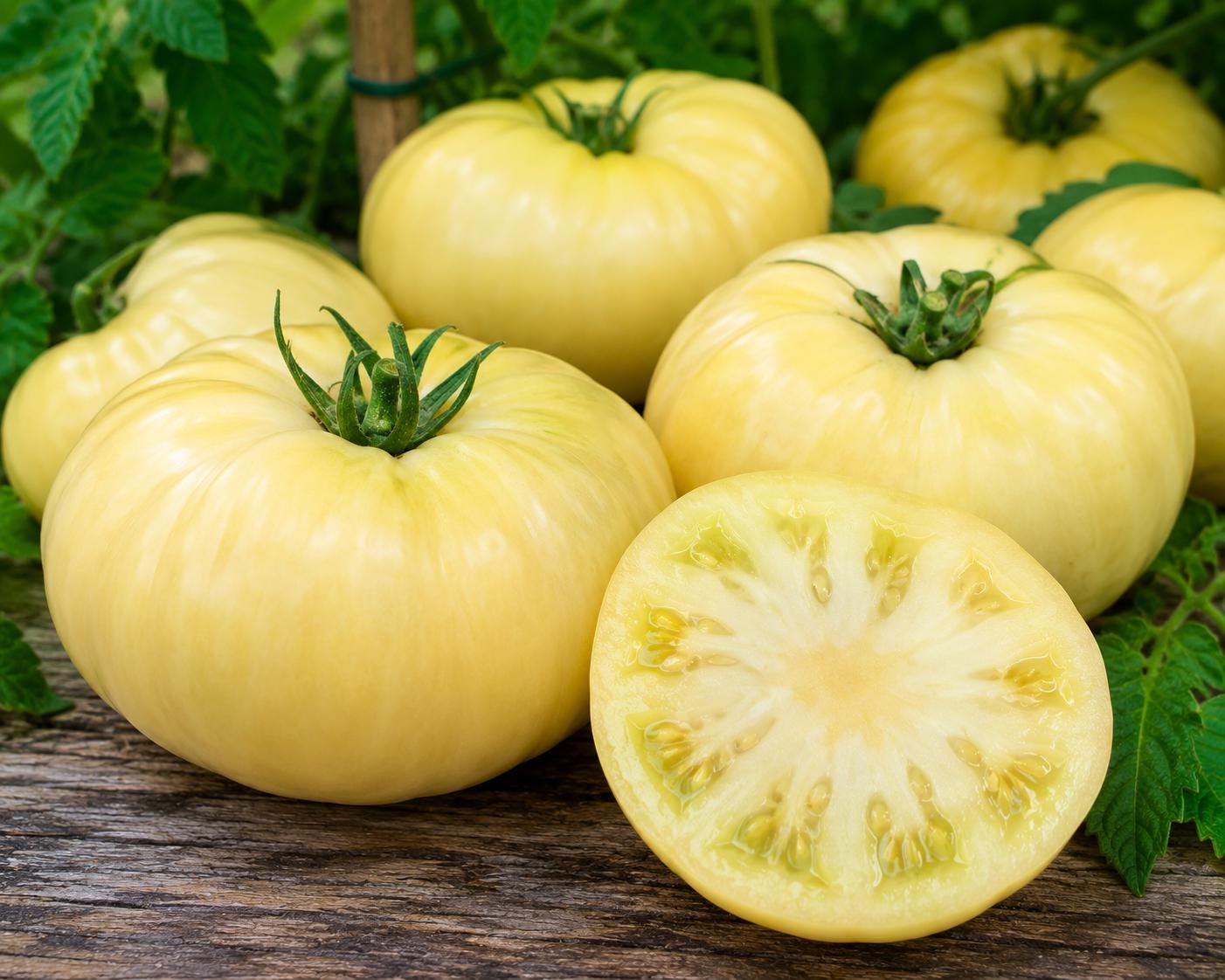 Great White Beefsteak Tomato Seeds – Heirloom Solanum lycopersicum, Large Pale Cream Fruits, Slicing Tomato, 50 Seeds