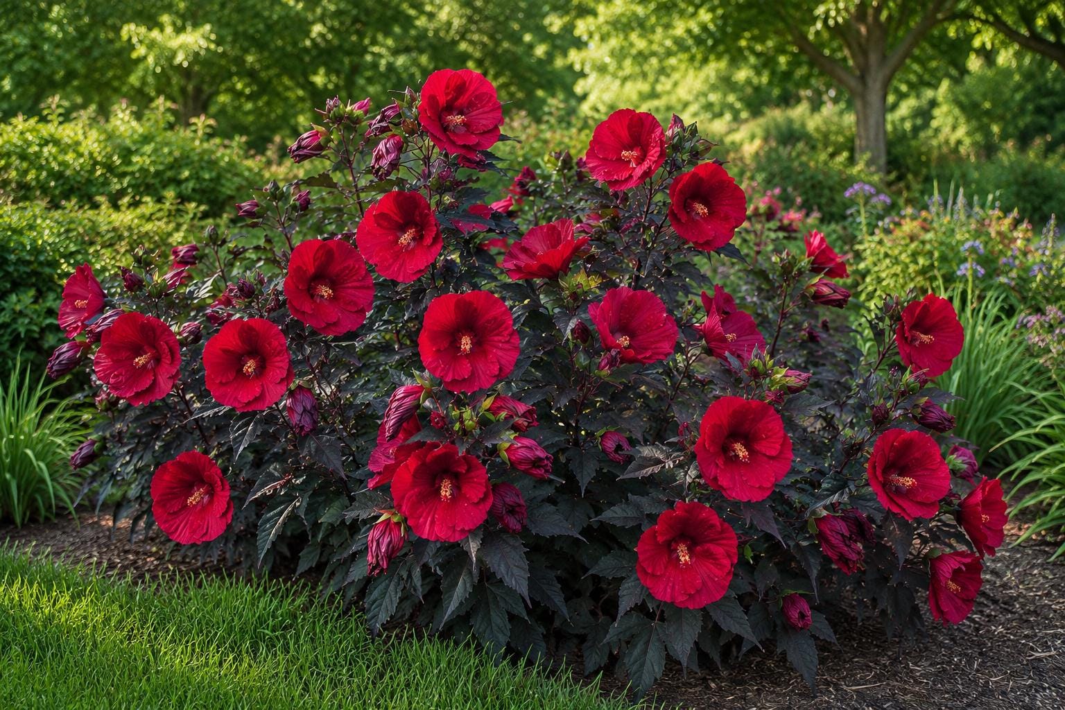Hardy Hibiscus Starter Plant | Midnight Marvel Hibiscus moscheutos | Deep Burgundy Blooms, Full Sun, Low Maintenance