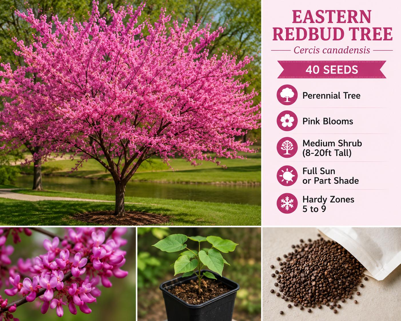 Eastern Redbud Tree Seeds – Pink Flowering Cercis canadensis for Gardens and Landscaping