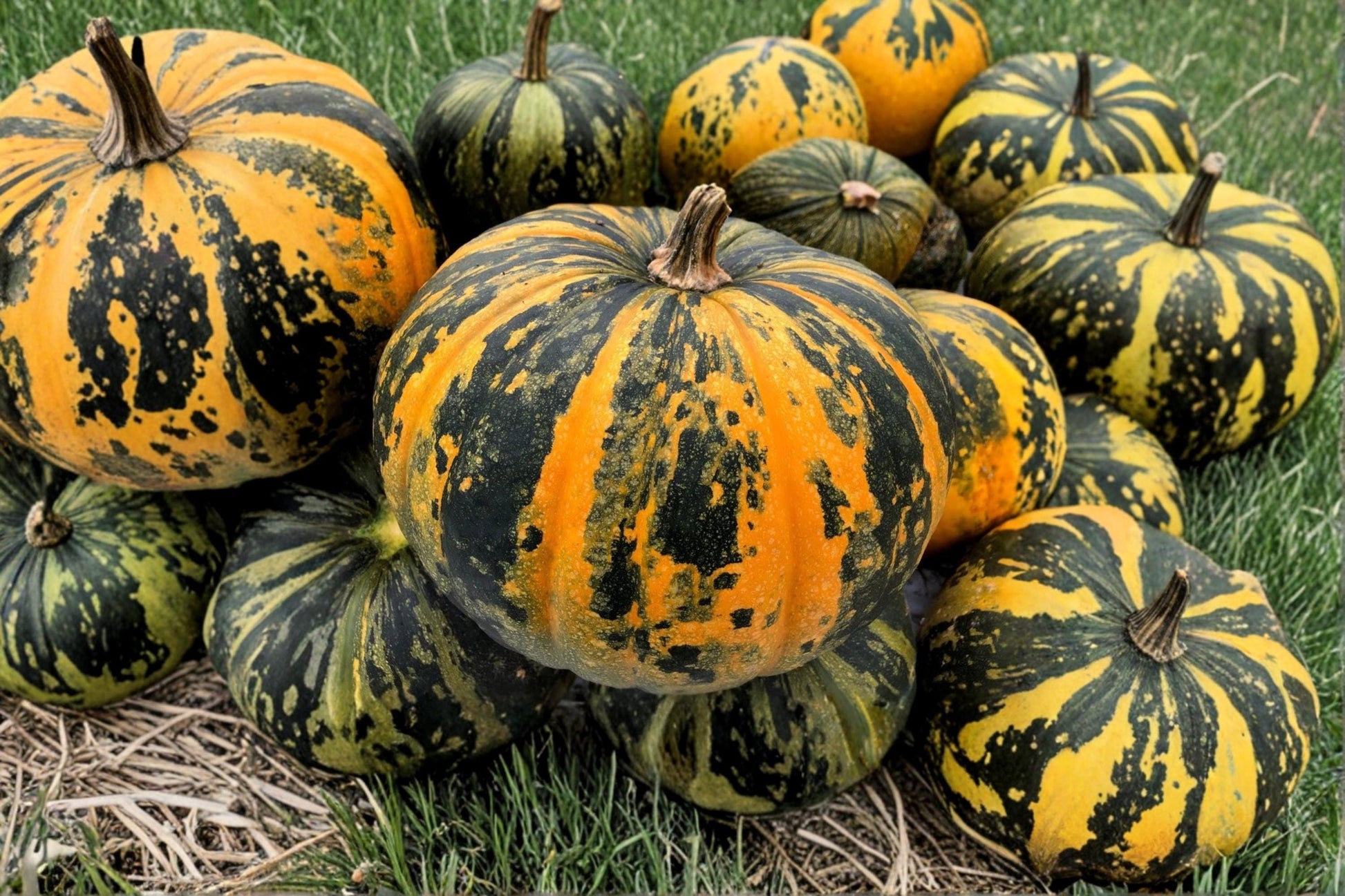 Painted Stripe Pumpkin Seeds – Hybrid Cucurbita pepo Decorative Striped Ornamental Pumpkin Seeds, Fall Harvest & Garden Decor