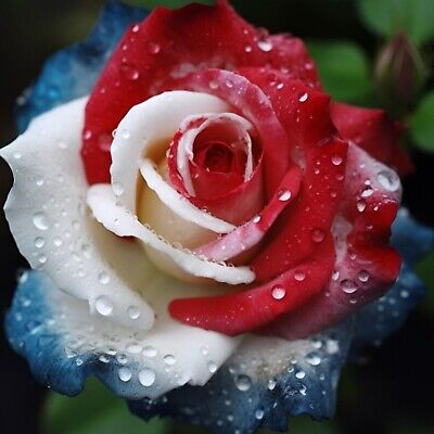 Three-Color Rose Seeds – Red White Blue Blooms – Heirloom Non-GMO Rosa spp. Garden Flower Pack of 20