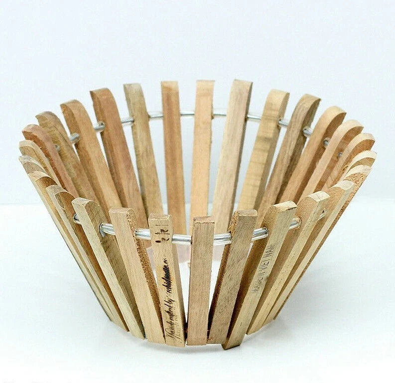Hanging Wooden Orchid Basket 6" Round Plant Holder for Orchids, Flowers, Indoor & Outdoor Decor