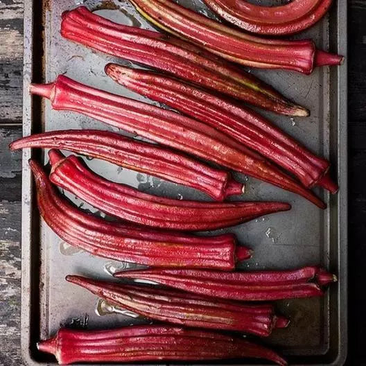 Red Burgundy Okra Seeds - 100 Non-GMO Heirloom Abelmoschus esculentus for Garden, Full Sun, Bountiful Harvest