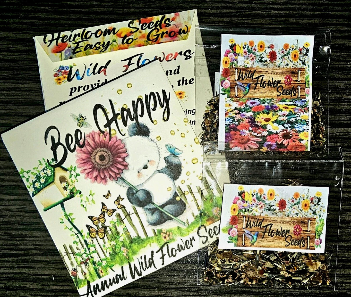 Bee Happy Wildflower Seeds Pack – Pollinator Attracting Native Wildflower Mix for Bees & Butterflies