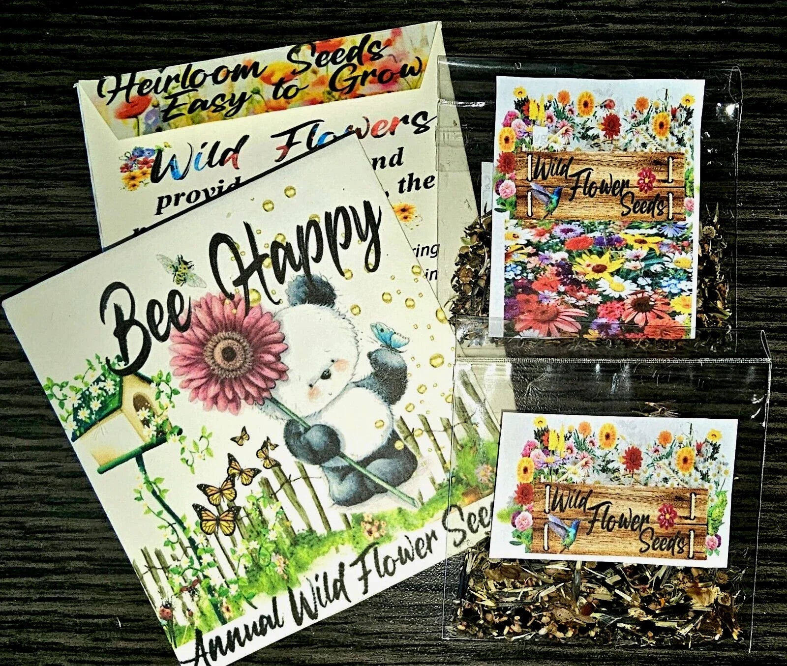 Bee Happy Wildflower Seeds Pack – Pollinator Attracting Native Wildflower Mix for Bees & Butterflies