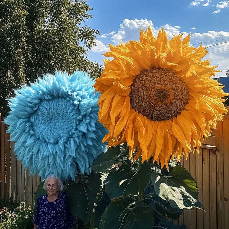 Giant Teddy Bear Sunflower Seeds - Blue and Yellow Variety, Helianthus annuus, 50 Pack for Garden, Pots & Cut Flowers
