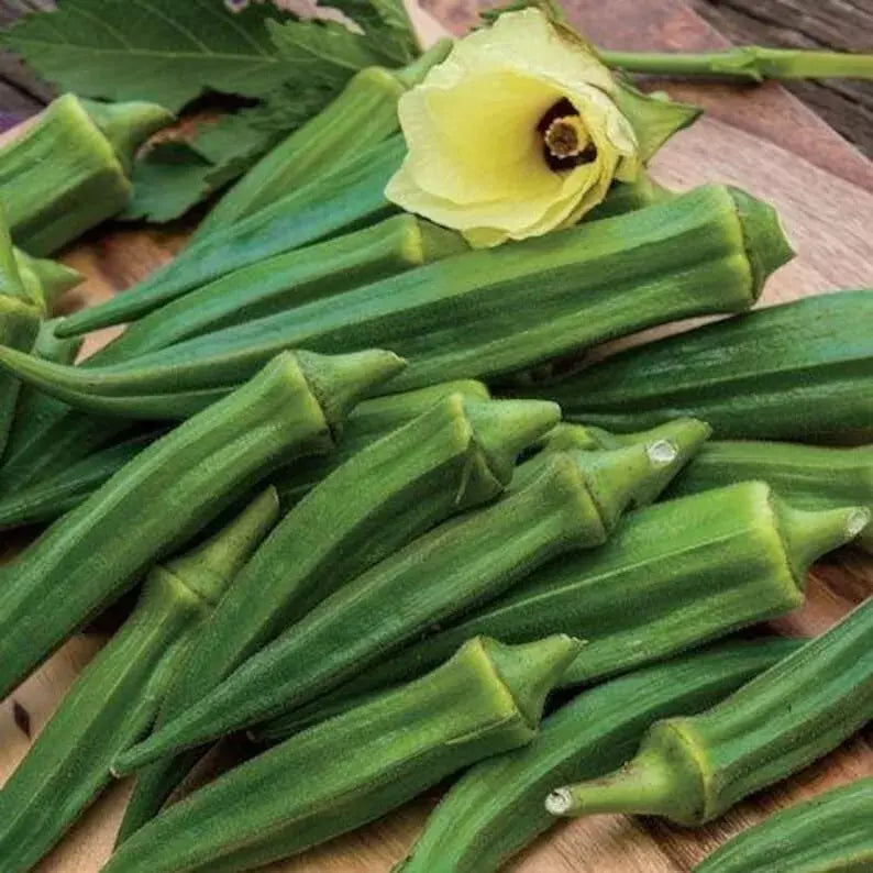 25+ Emerald Okra Seeds - Heirloom Non-GMO Vegetable Seeds Abelmoschus esculentus