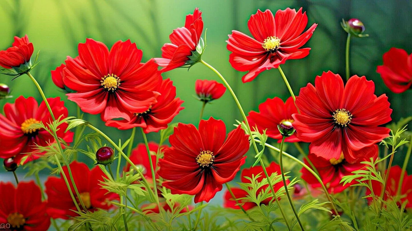 Bright Red Cosmos Seeds - 50 Count - Tall Fern-Like Leaves - Cosmos bipinnatus - Easy to Grow, Vibrant Flowering Annual