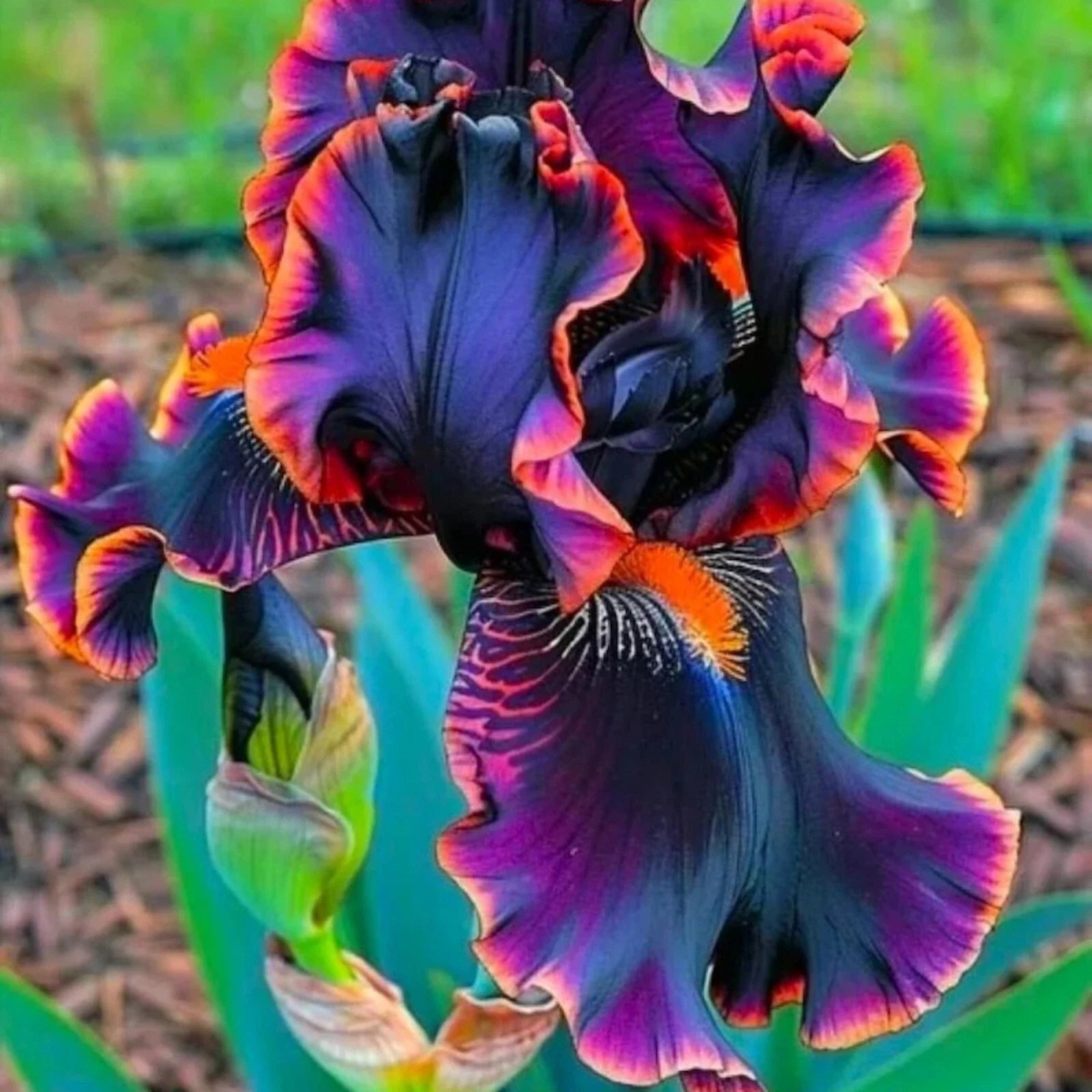Black & Flame Iris Seeds - 35 Count, Multicolor Blooms, Iris germanica, Perennial Flower Seeds for Garden, Borders & Containers