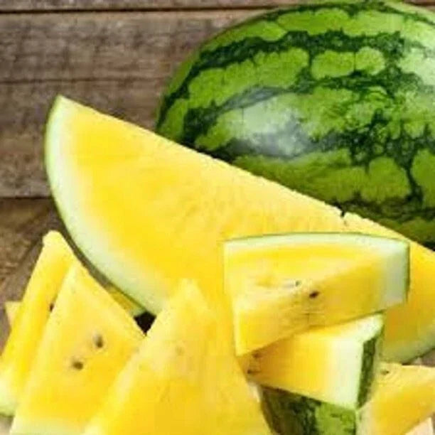 Organic Yellow Watermelon Seeds - 25 Heirloom Citrullus lanatus for Home Garden, Juicy, Sweet, Non-GMO Vegetable Seeds