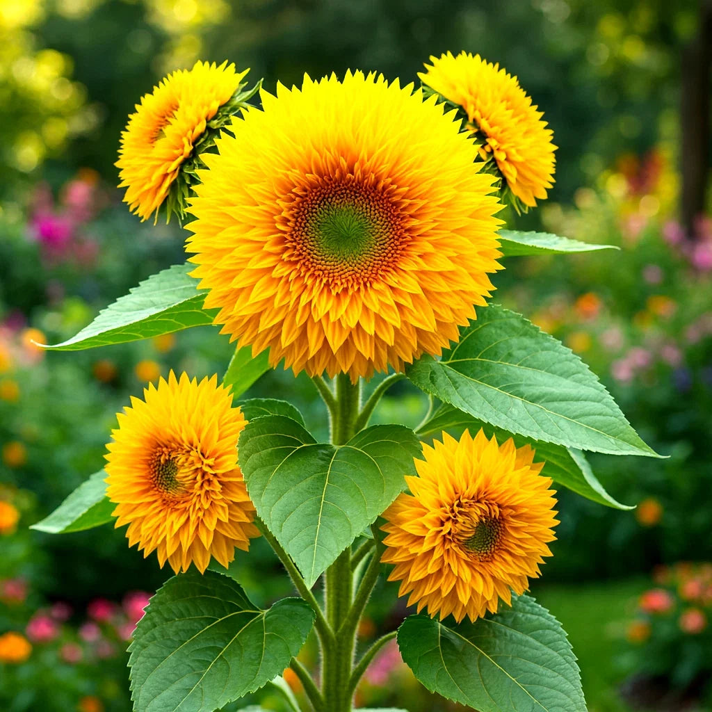 Dwarf Teddy Bear Sunflower Seeds - Heirloom Non-GMO 100+ Seeds for Small Gardens & Containers - Helianthus annuus