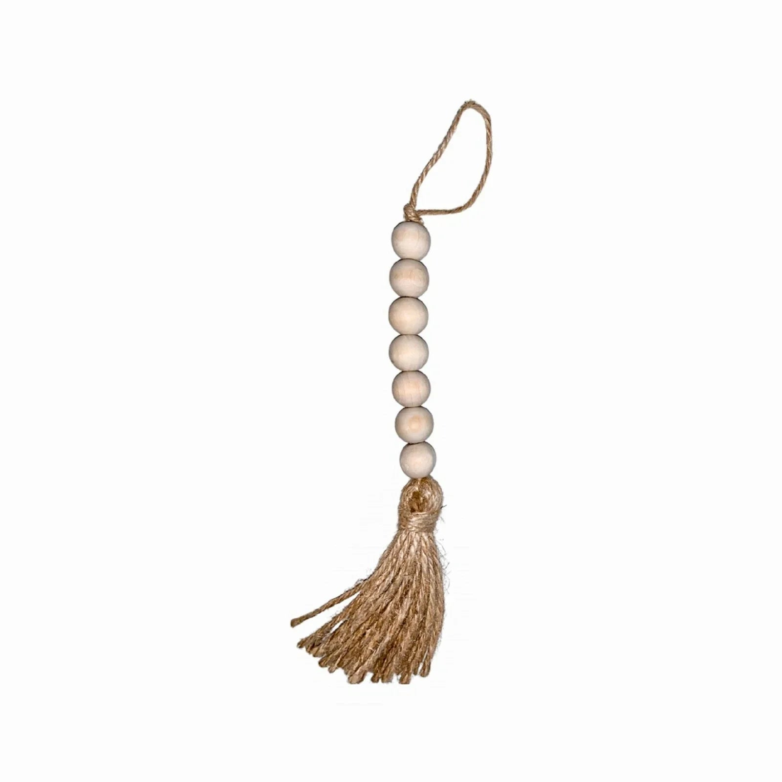 Mini Wooden Macramé Beads on Twine with Rustic Fringe Tassel, Handmade Craft Supplies, Natural Wood, DIY Decor Accessories