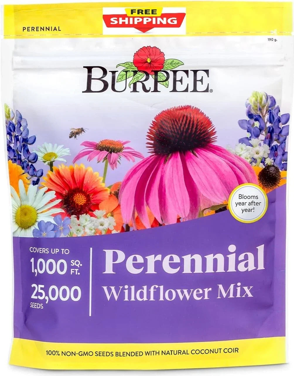 Bulk Wildflower Seeds - 25,000 Count, 18 Non-GMO Varieties for Pollinators and Colorful Gardens
