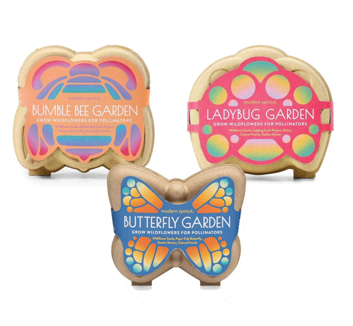 Curious Critters Garden Activity Kit 3-Pack Wildflower Seed Packets for Kids, Attract Pollinators, Educational Gardening