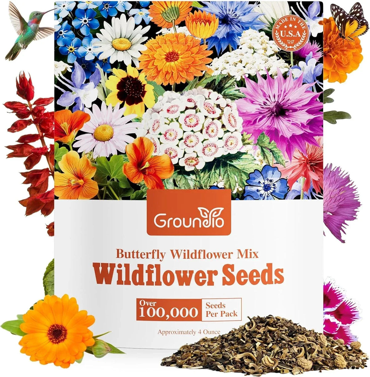 Bulk Perennial Wildflower Seeds 1/4 Lb - 26 Variety Mix with 100,000+ Seeds for Pollinator Gardens