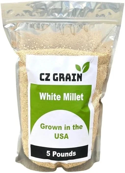 Premium White Millet Proso Seeds 5 Pounds - Bulk Bird Feed & Garden Planting by CZ Grain