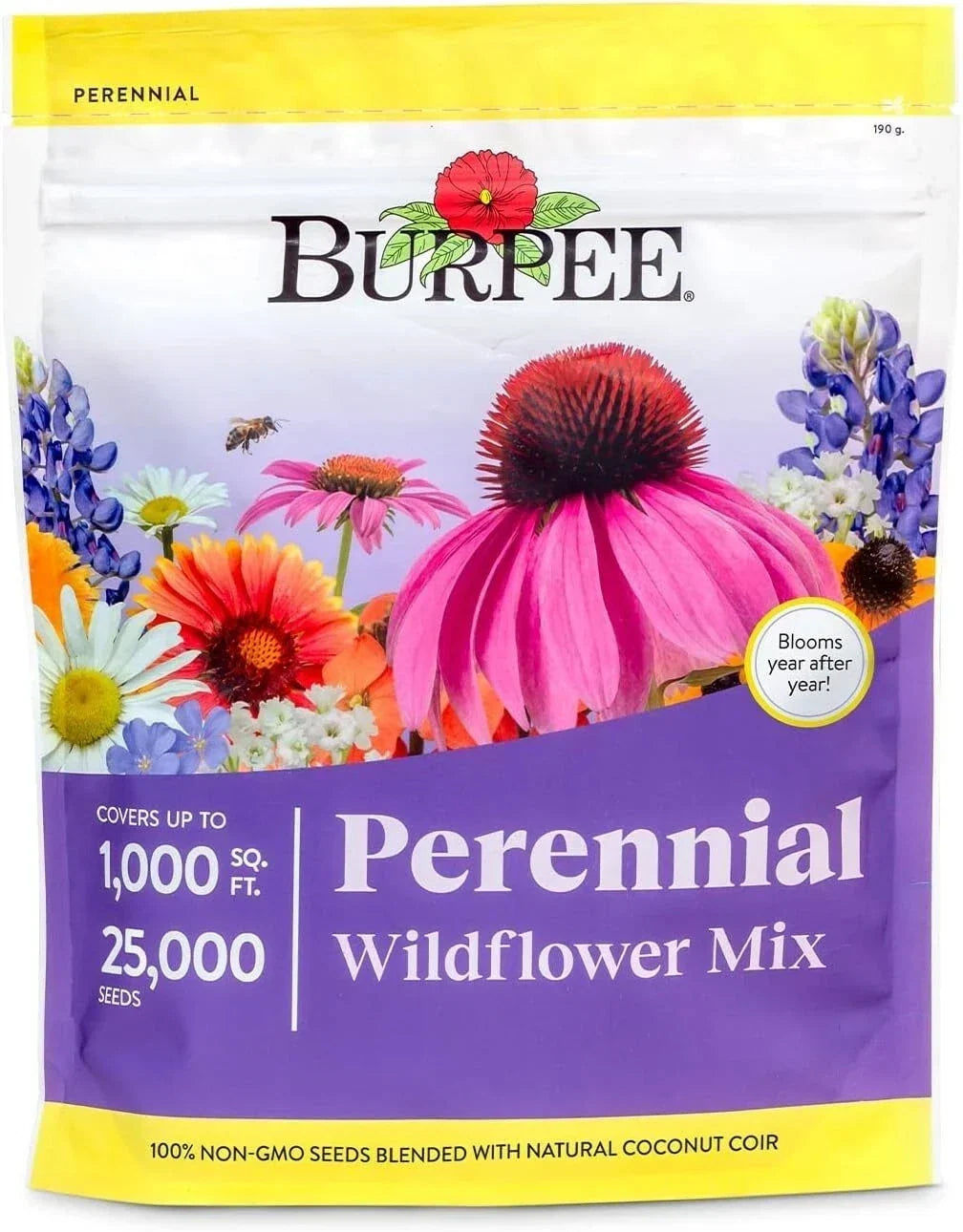 Burpee Wildflower Seed Mix 25000 Bulk Bag | 18 Non-GMO Varieties for Pollinator Gardens