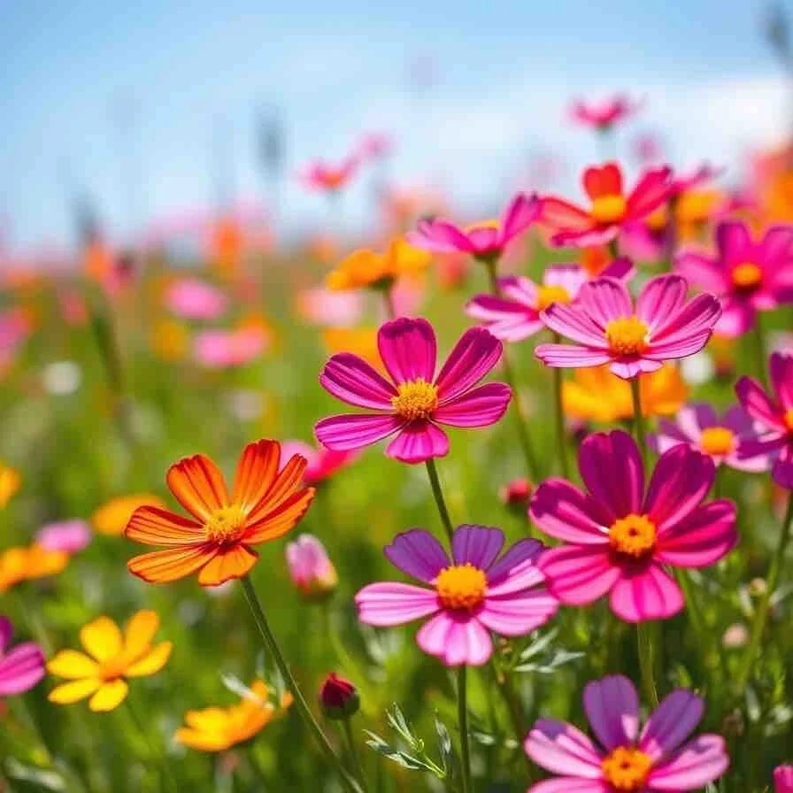 Cosmos Dwarf Seeds - Sensation Mix - Red, Pink, White - Non-GMO Flower Seeds for Garden, Containers, Pollinator Attractant