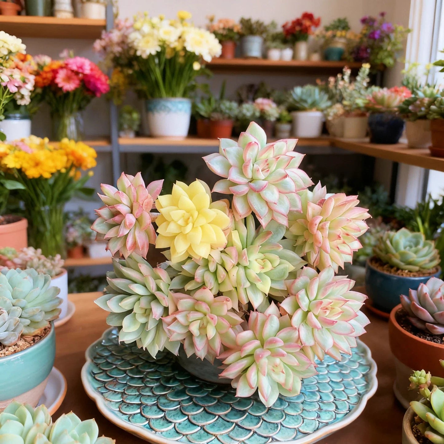 Echeveria Mebina Variegata Succulent Plant - Rare Variegated Hybrid, Easy Care, Bare Root, Rosette, Indoor Plant