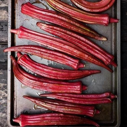Heirloom Red Burgundy Okra Seeds – Non-GMO Abelmoschus esculentus, Edible Dark Red Pods, Vegetable Seeds for Garden, Packet of 50