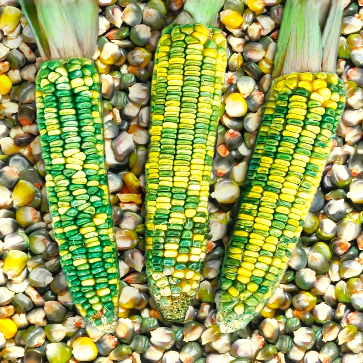 Green and Gold Dent Corn Seeds - Oaxacan Maize Flint - Indian Ornamental Zea mays Seed Pack