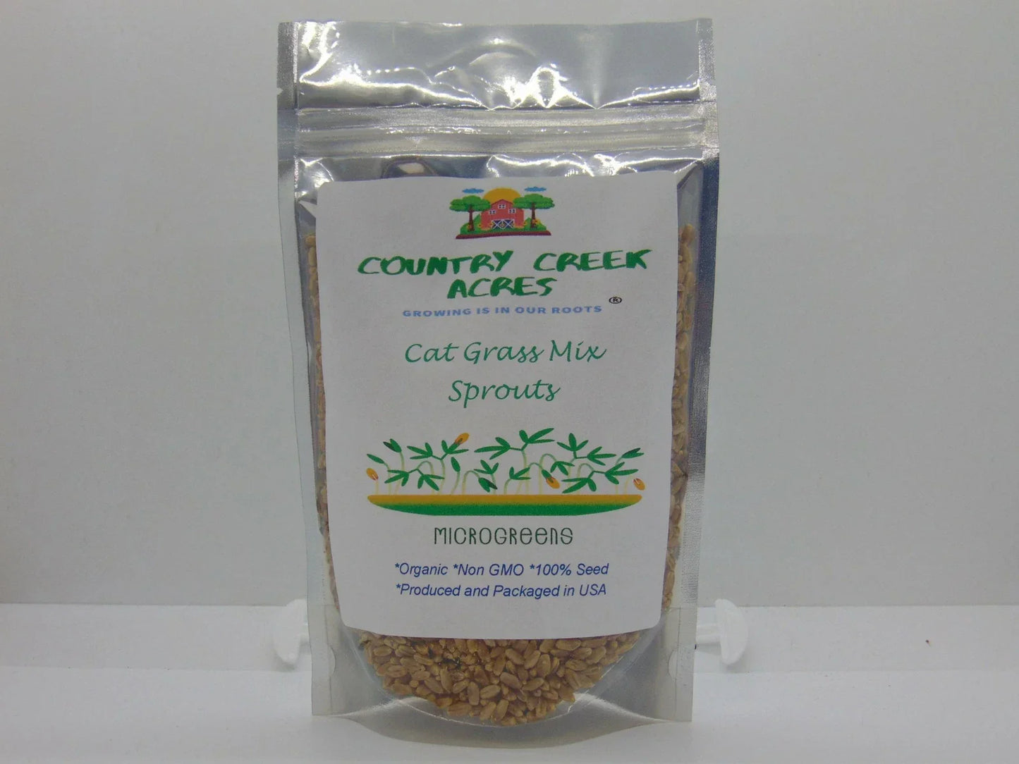 Cat Grass Mix 4 oz - Organic Wheatgrass, Barley, Oat & Ryegrass Seeds for Cats