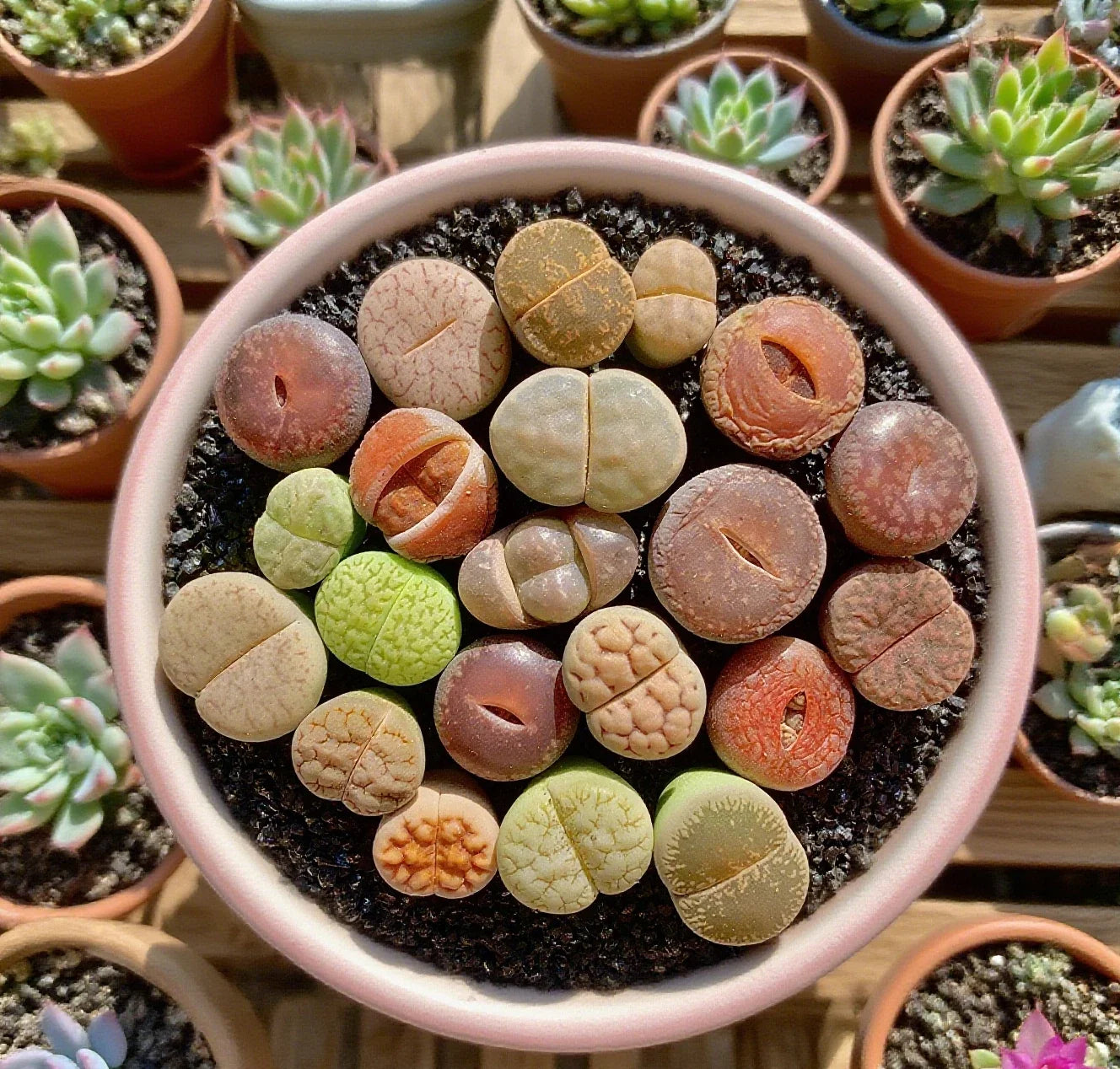 Large Lithops Succulent Mix - Rare Live Plants Bare Root Collection - Unique Living Stones for DIY Gardens