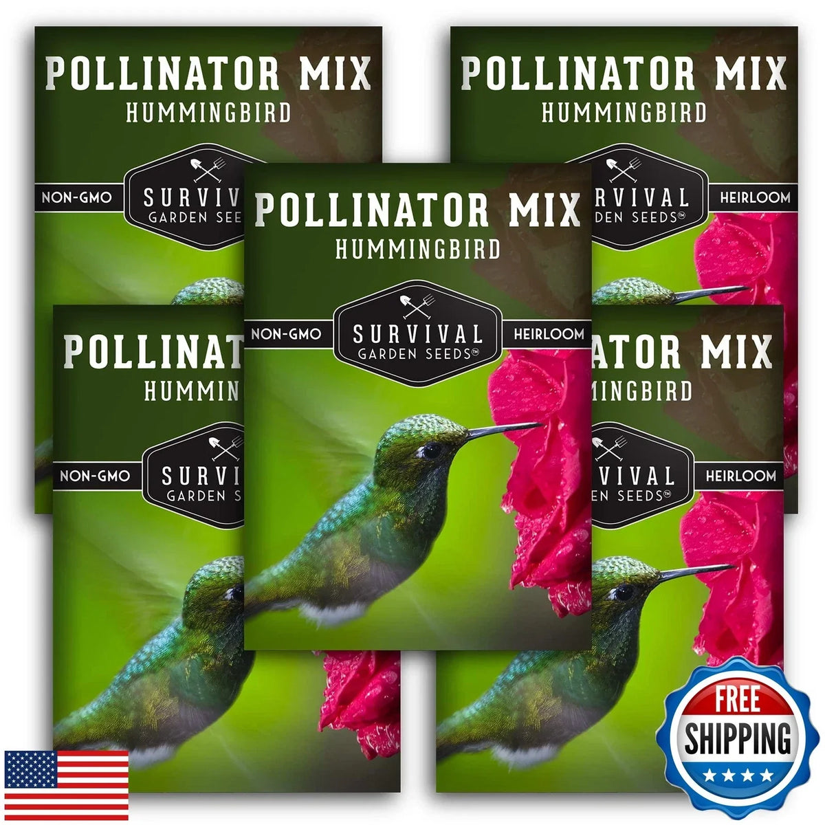 Survival Garden Seeds Hummingbird Pollinator Mix - Non-GMO Wildflower Seed Blend for Garden Pollinators