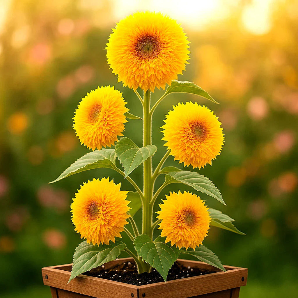 Tall Teddy Sunflower Seeds - 50+ Pack - Giant 6-ft Helianthus annuus with 10" Fluffy Blooms