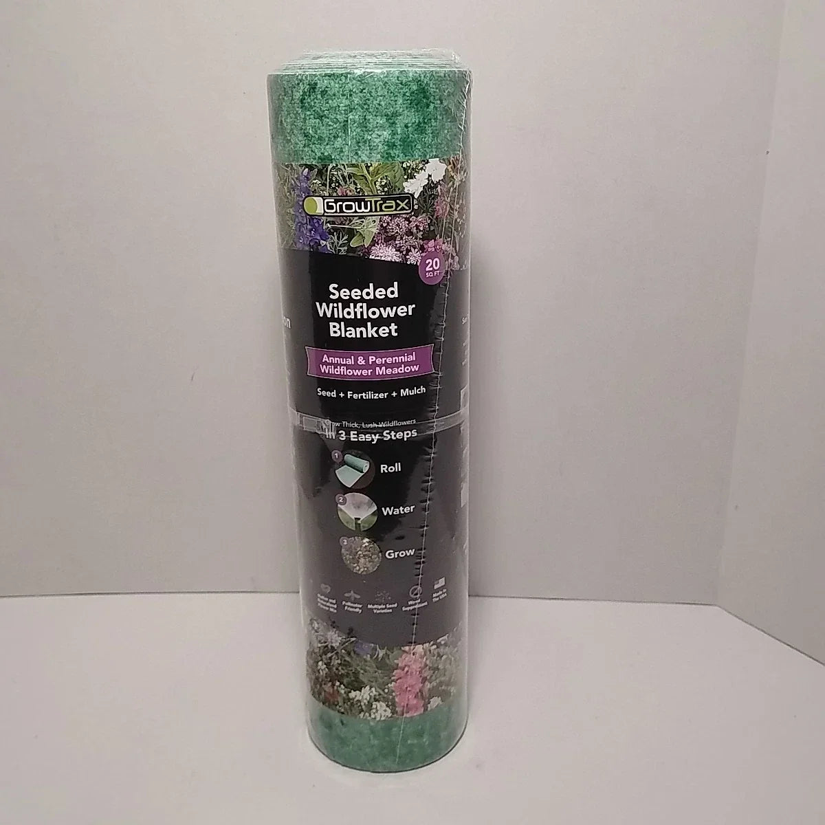 3-in-1 Seeded Wildflower Blanket - 20 sq. ft. Annual & Perennial Mix for Pollinators